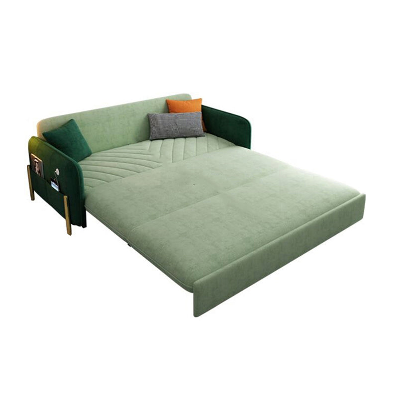 31.69" Square Arm Sleeper Scandinavian Styled Sleeper Sofa Bed in Green