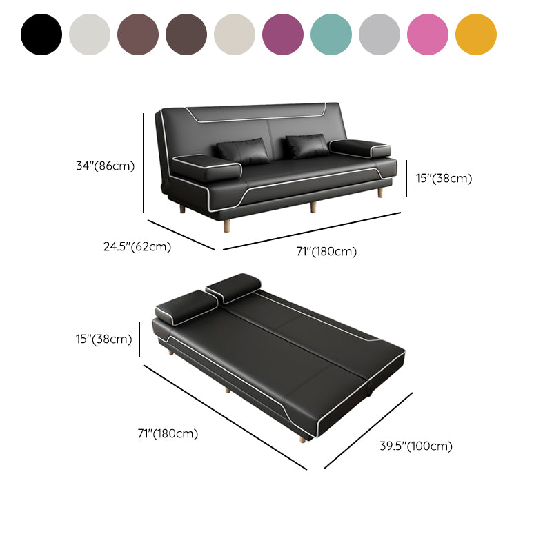 Contemporary Styled 33.46" Tall Sofa Bed Faux Leather Convertible Sofas