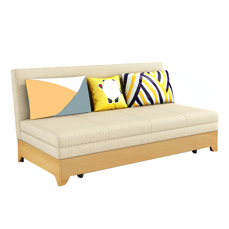 Contemporary 33.46" H Cotton Blend Armless Sleeper Sofa Bed in Beige