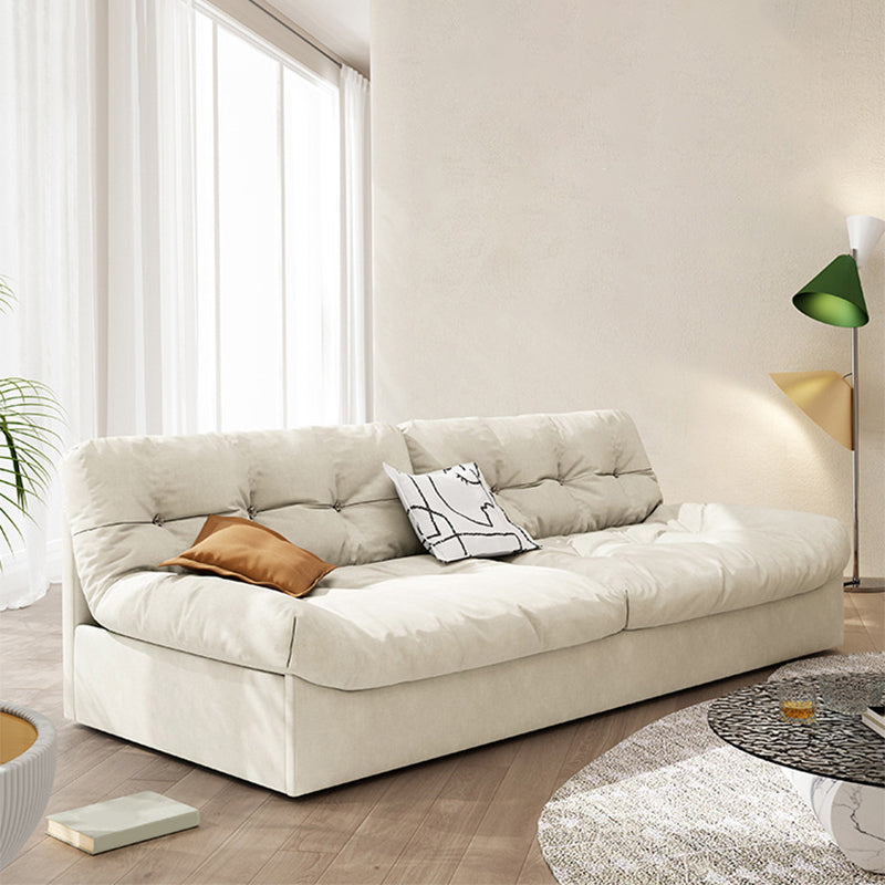 Scandinavian Sofa Bed, Fiber Armless Tufted Back Sleeper Sofa