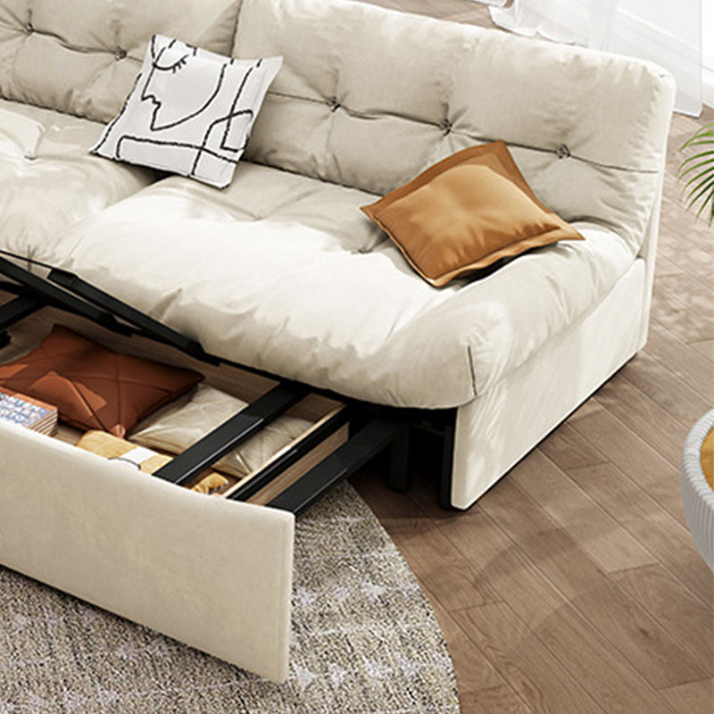 Scandinavian Sofa Bed, Fiber Armless Tufted Back Sleeper Sofa