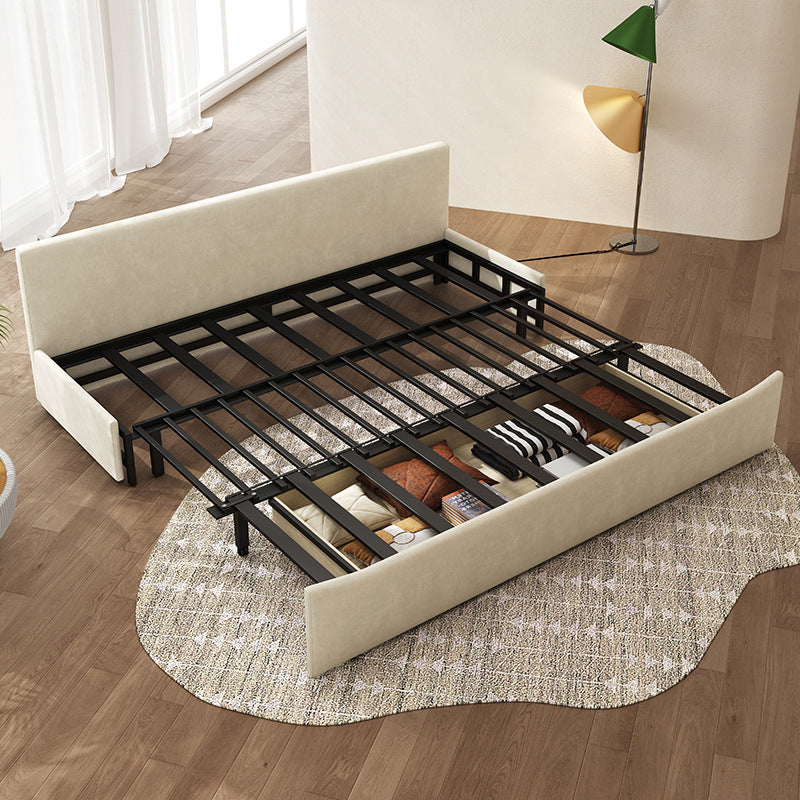 Scandinavian Sofa Bed, Fiber Armless Tufted Back Sleeper Sofa