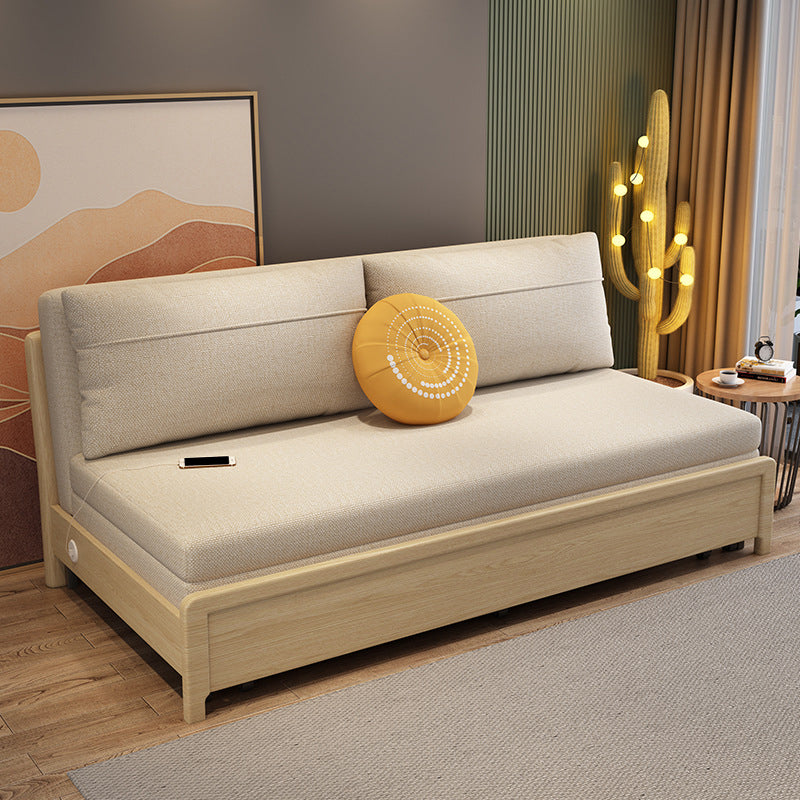 31.5" Linen Blend Armless Sleeper Scandinavian Styled Sleeper Sofa Bed