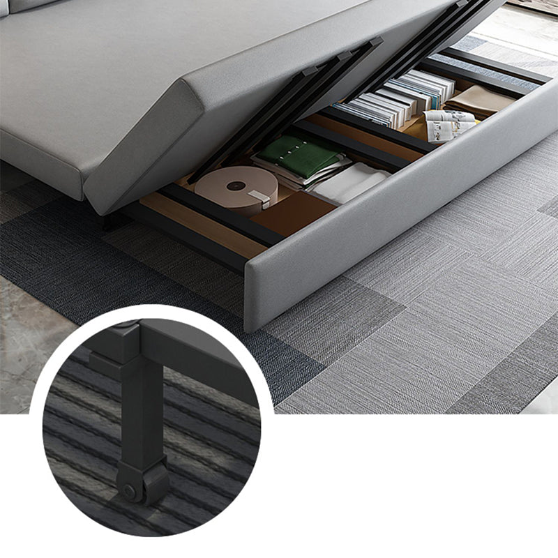 Contemporary Square Arms Sleeper Sofa Bonded Leather Futon Sleeper Sofa