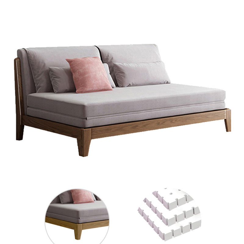Scandinavian Style Gray Armless Sofa Bed Wood Frame Sleeper Sofa