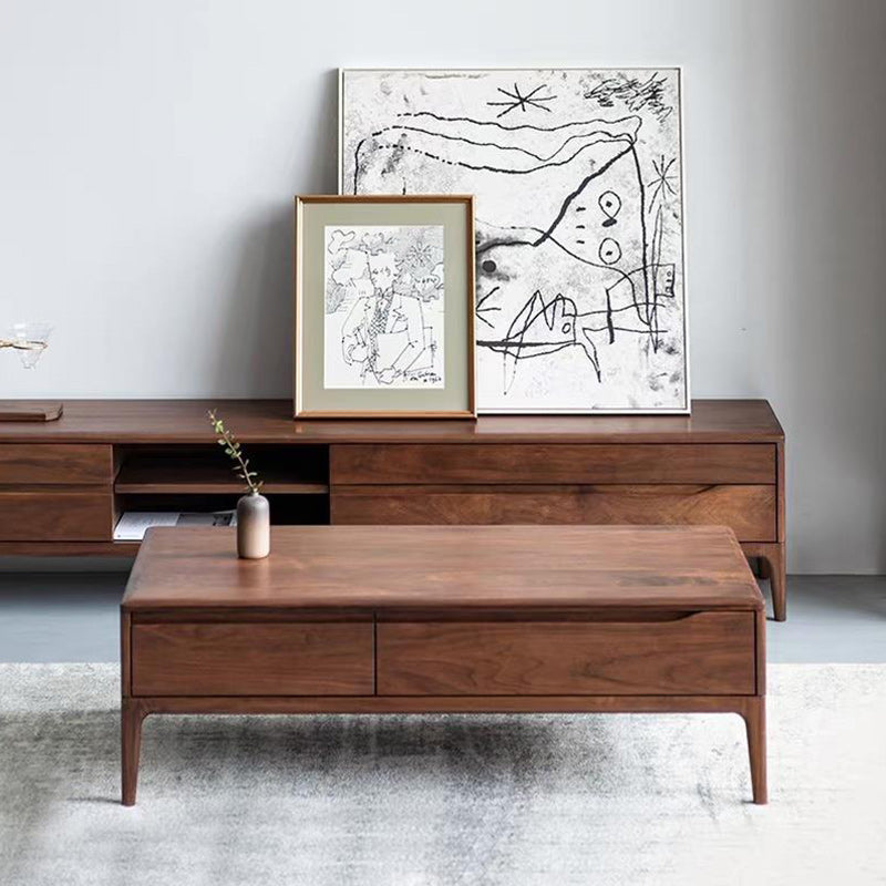 23" Wide Contemporary Coffee Table Rectangle Solid Wood Cocktail Table