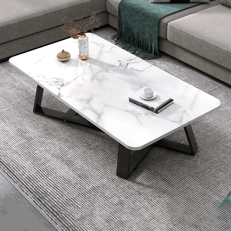 18"H Contemporary Coffee Table Stone Rectangle Cocktail Table