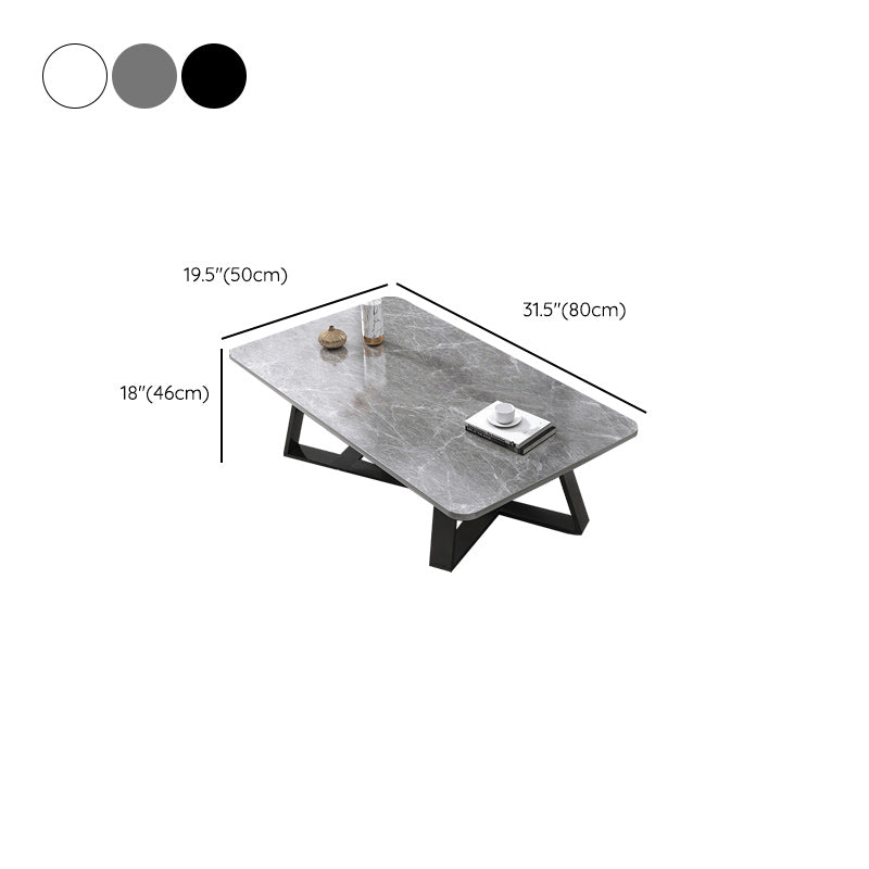 18"H Contemporary Coffee Table Stone Rectangle Cocktail Table