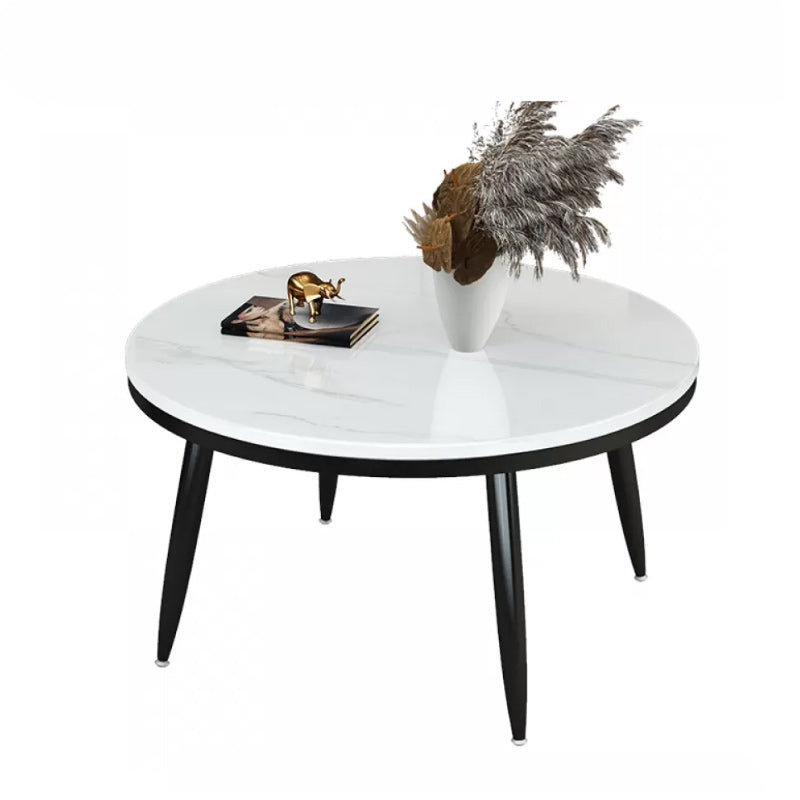 17"H Contemporary Coffee Table Round Stone Coffee Cocktail Table