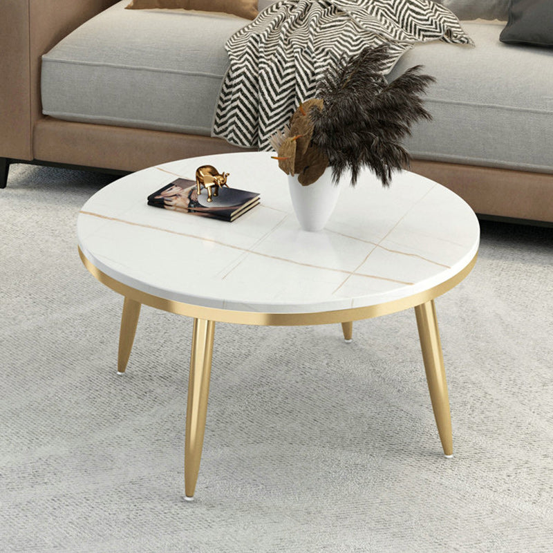 17"H Contemporary Coffee Table Round Stone Coffee Cocktail Table