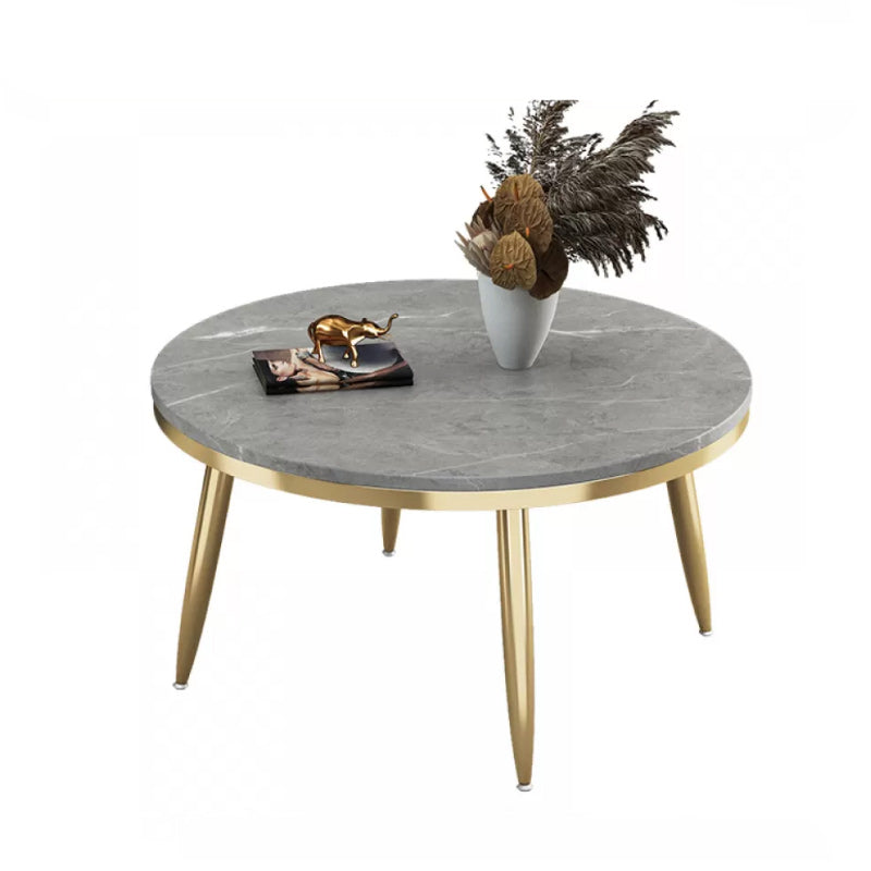 17"H Contemporary Coffee Table Round Stone Coffee Cocktail Table