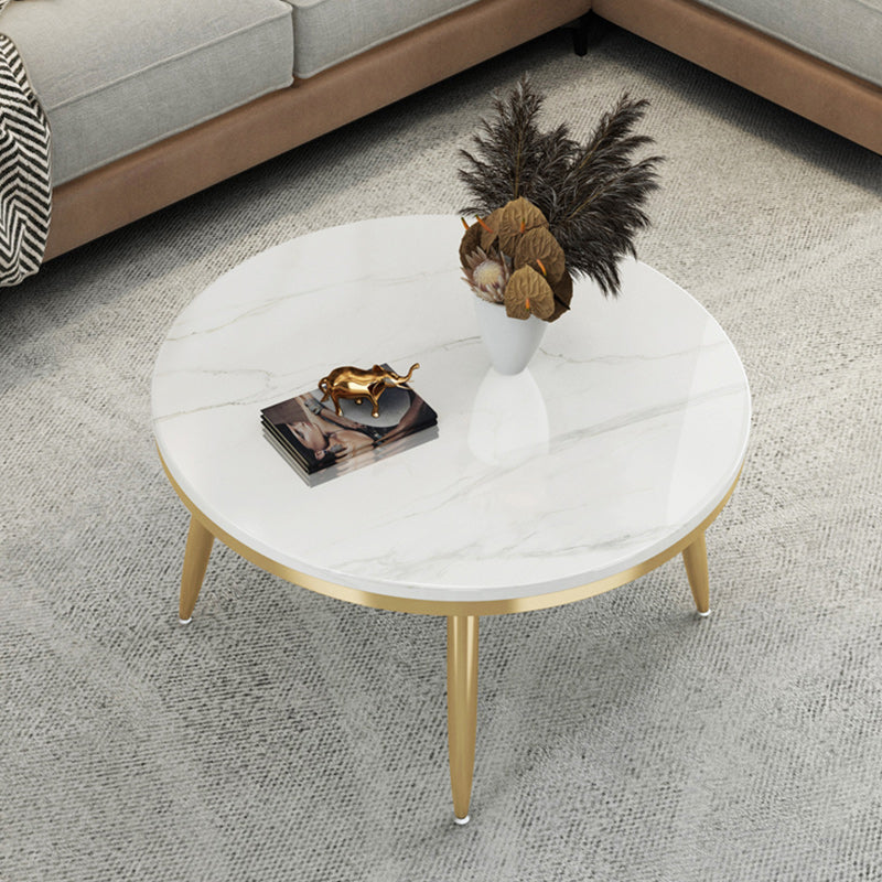 17"H Contemporary Coffee Table Round Stone Coffee Cocktail Table