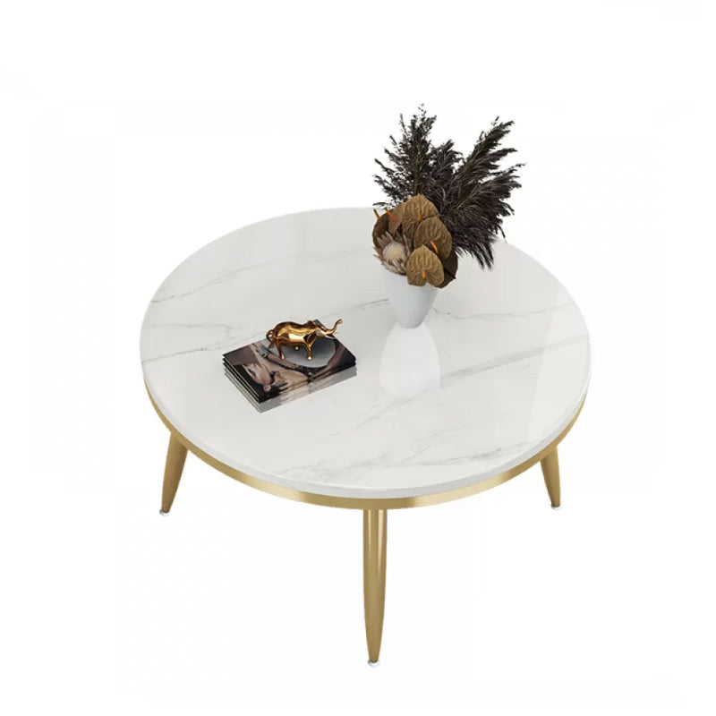 17"H Contemporary Coffee Table Round Stone Coffee Cocktail Table