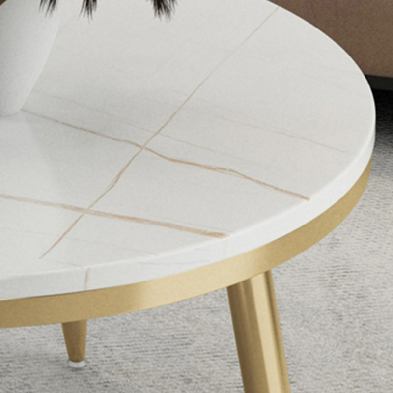 17"H Contemporary Coffee Table Round Stone Coffee Cocktail Table