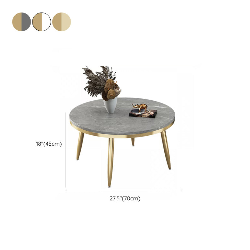 17"H Contemporary Coffee Table Round Stone Coffee Cocktail Table