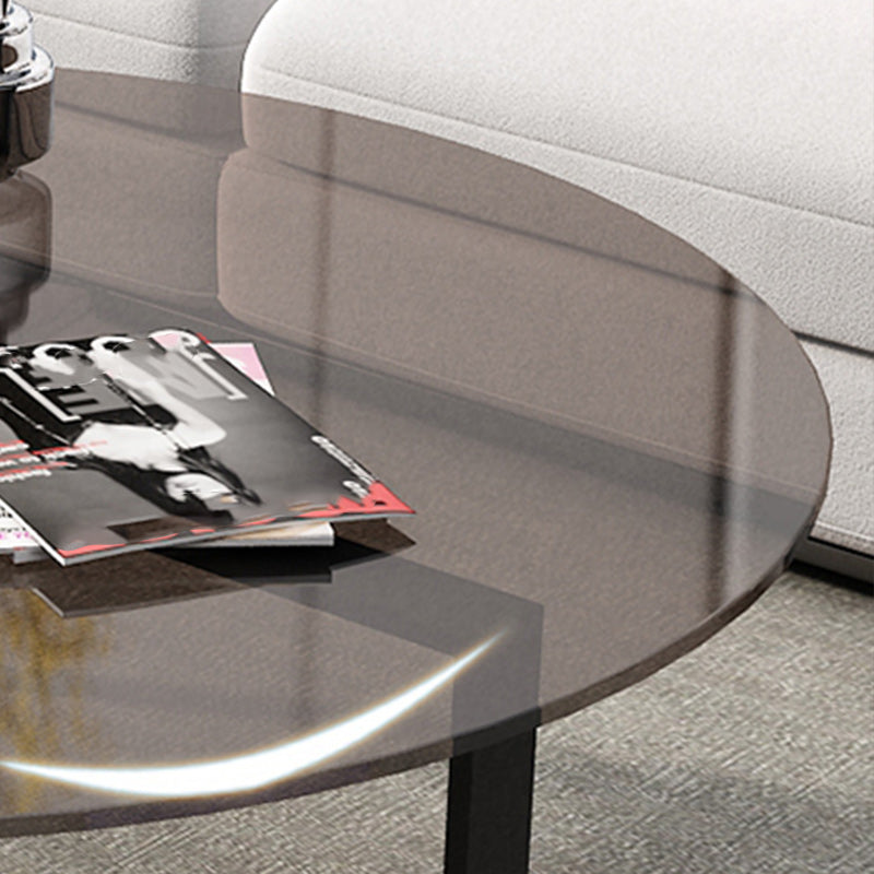 17" Wide Contemporary Coffee Table Round Glass Top Cocktail Table