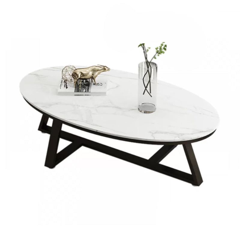 Contemporary Coffee Table Oval Single Stone Coffee Cocktail Table