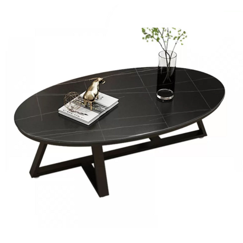 Contemporary Coffee Table Oval Single Stone Coffee Cocktail Table