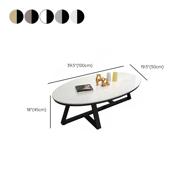Contemporary Coffee Table Oval Single Stone Coffee Cocktail Table