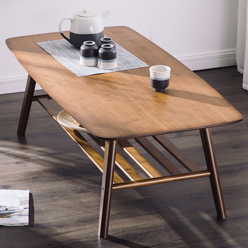 Contemporary Coffee Table 4 Legs Wooden Cocktail Table with Storage