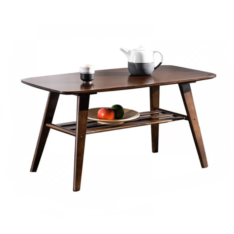 Contemporary Coffee Table 4 Legs Wooden Cocktail Table with Storage