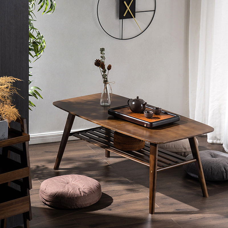 Contemporary Coffee Table 4 Legs Wooden Cocktail Table with Storage