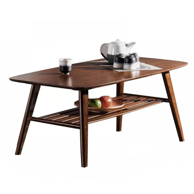 Contemporary Coffee Table 4 Legs Wooden Cocktail Table with Storage