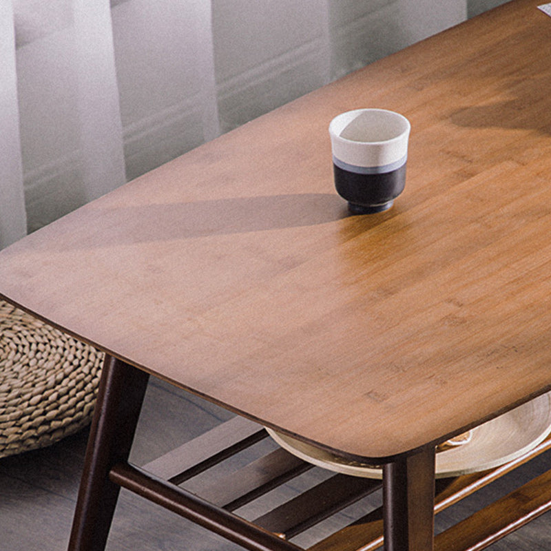 Contemporary Coffee Table 4 Legs Wooden Cocktail Table with Storage