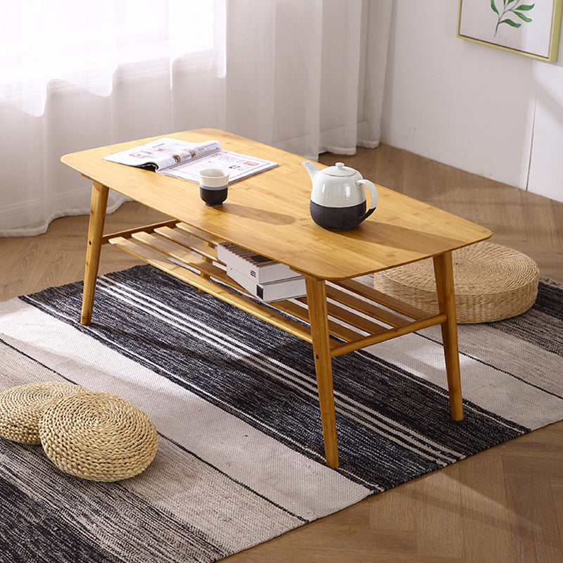 Contemporary Coffee Table 4 Legs Wooden Cocktail Table with Storage