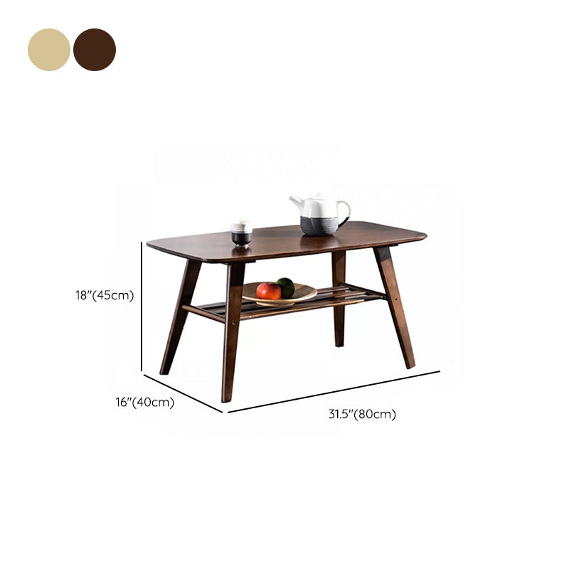 Contemporary Coffee Table 4 Legs Wooden Cocktail Table with Storage