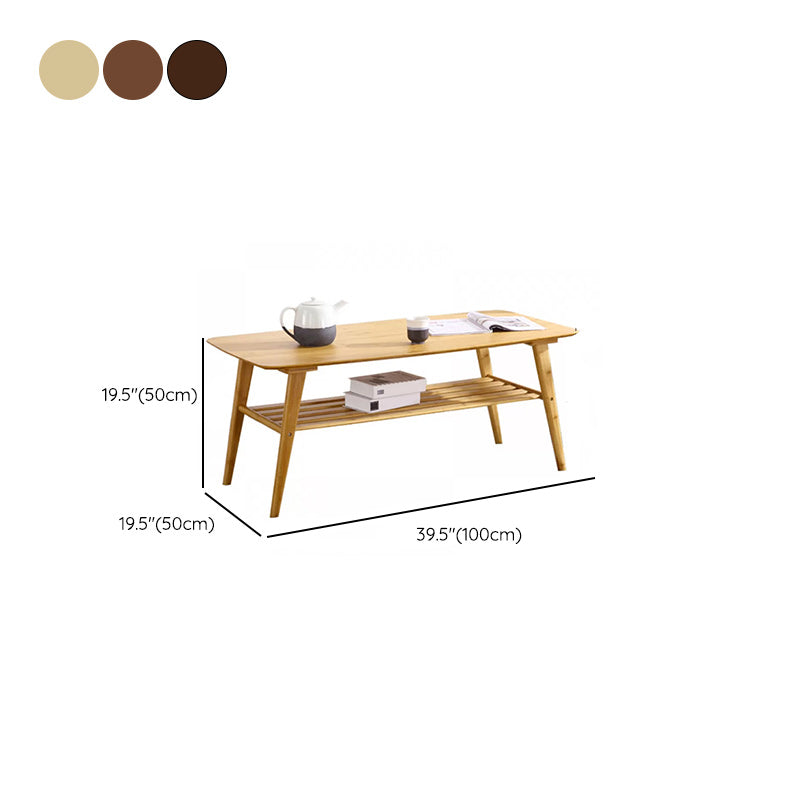 Contemporary Coffee Table 4 Legs Wooden Cocktail Table with Storage