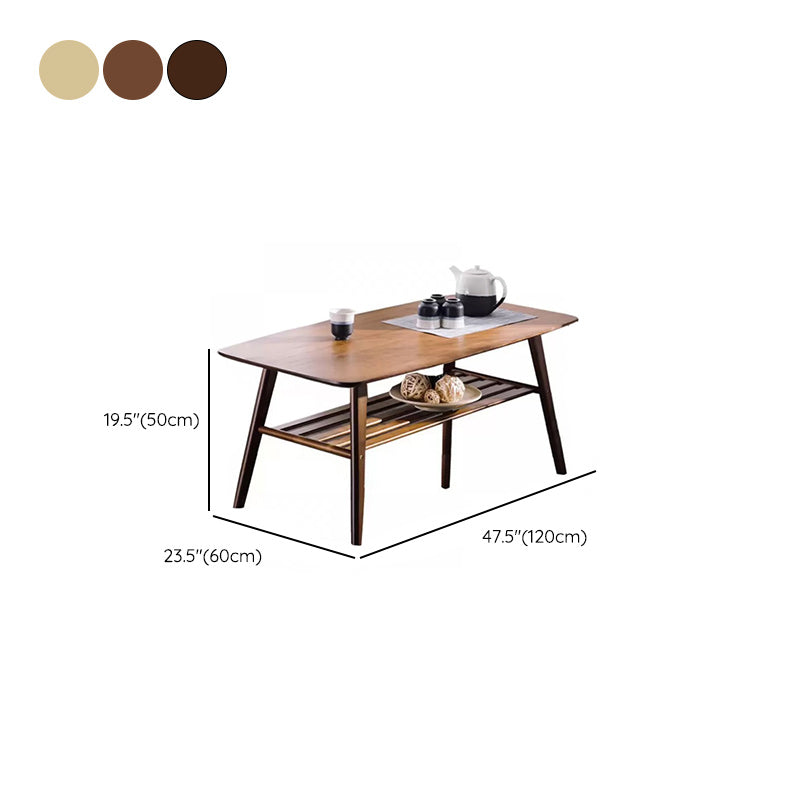 Contemporary Coffee Table 4 Legs Wooden Cocktail Table with Storage