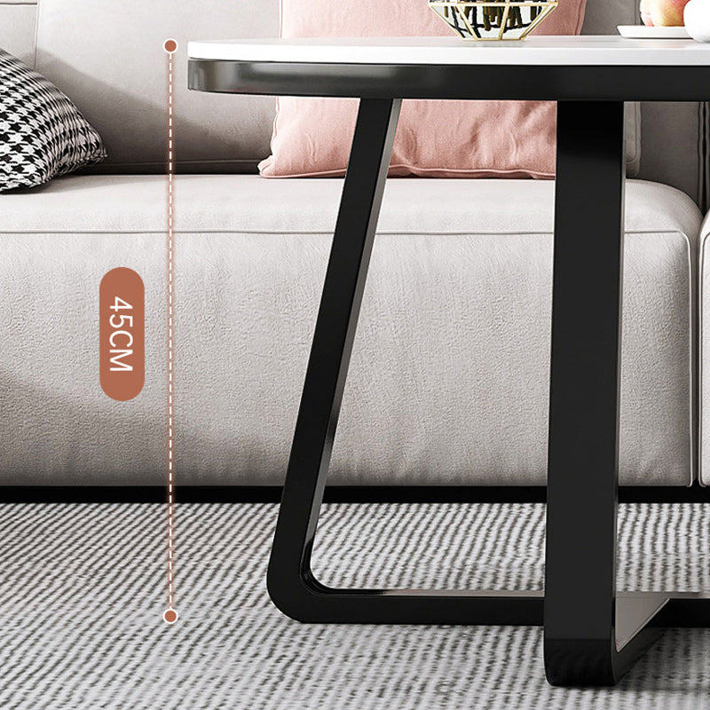 Stone Geometric Contemporary Coffee Table Cross Legs Coffee Table