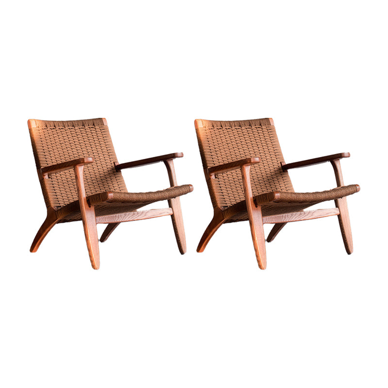 Mid-century Modern Accent Armchair Fixed Back Wood Armchair for Living Room