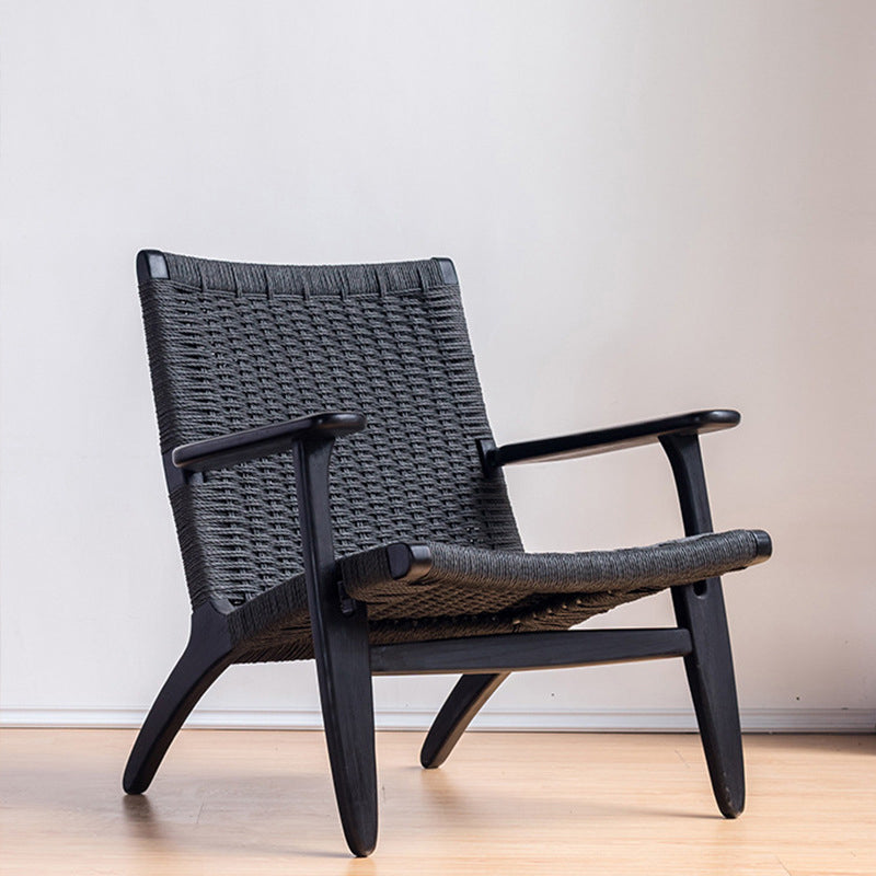 Mid-century Modern Accent Armchair Fixed Back Wood Armchair for Living Room