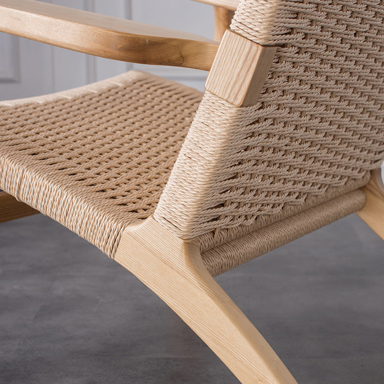Mid-century Modern Accent Armchair Fixed Back Wood Armchair for Living Room