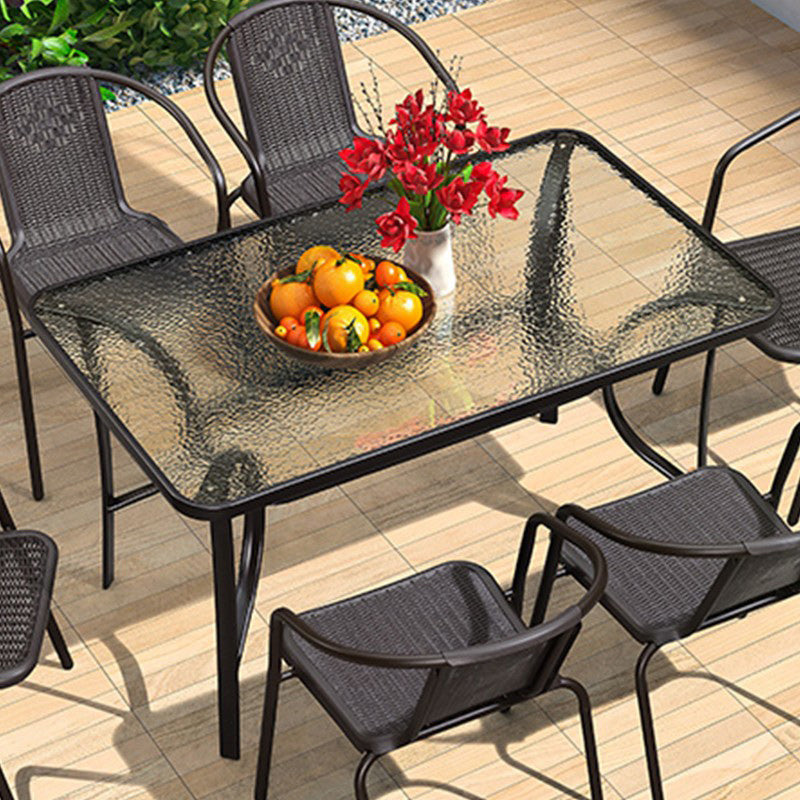 Industrial Bistro Table Water Resistant Glass/Plastic Top Table