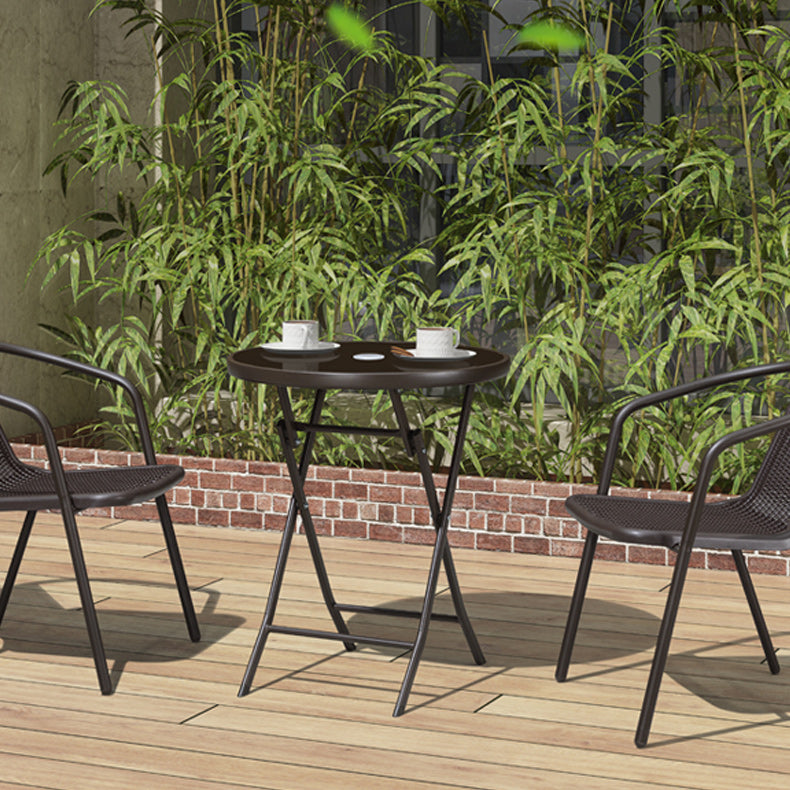 Industrial Bistro Table Water Resistant Glass/Plastic Top Table