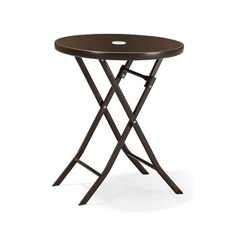 Industrial Bistro Table Water Resistant Glass/Plastic Top Table