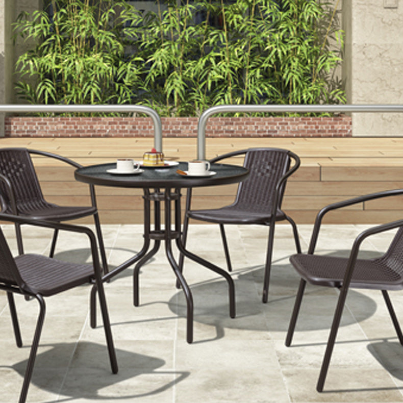 Industrial Bistro Table Water Resistant Glass/Plastic Top Table