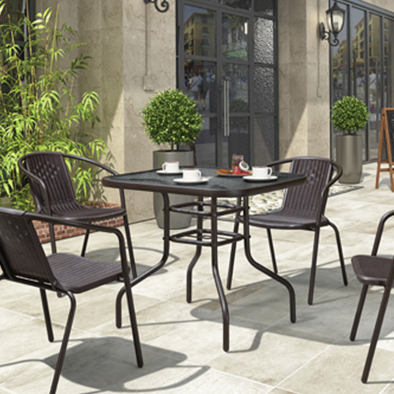 Industrial Bistro Table Water Resistant Glass/Plastic Top Table