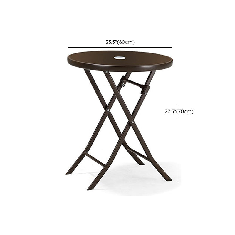 Industrial Bistro Table Water Resistant Glass/Plastic Top Table
