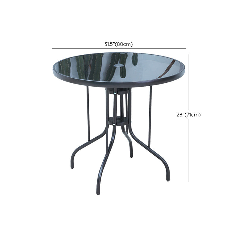 Industrial Bistro Table Water Resistant Glass/Plastic Top Table