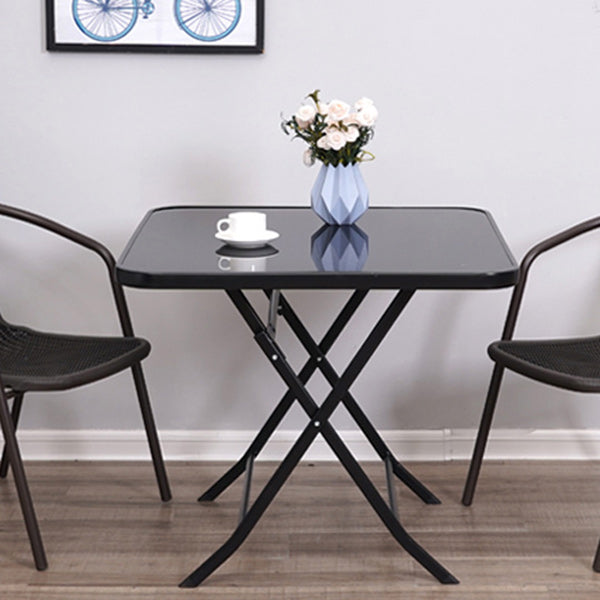 Water Resistant Bistro Table Industrial Glass Top Rust Resistant Table