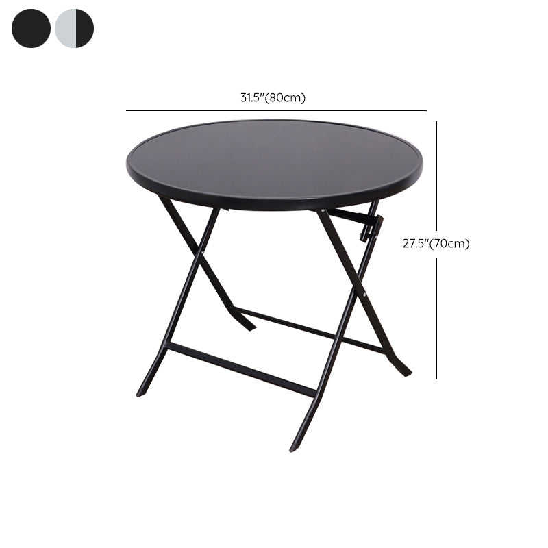 Water Resistant Bistro Table Industrial Glass Top Rust Resistant Table