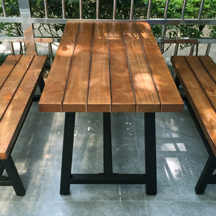 Industrial Rectangle Dining Table 29.52" High Brown Solid Wood Table