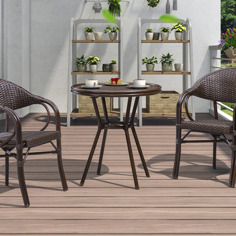 Metal and Glass Patio Table Industrial Style Home Balcony Outdoor Bistro Table