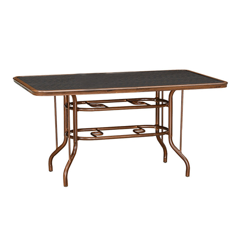 Metal and Glass Patio Table Industrial Style Home Balcony Outdoor Bistro Table