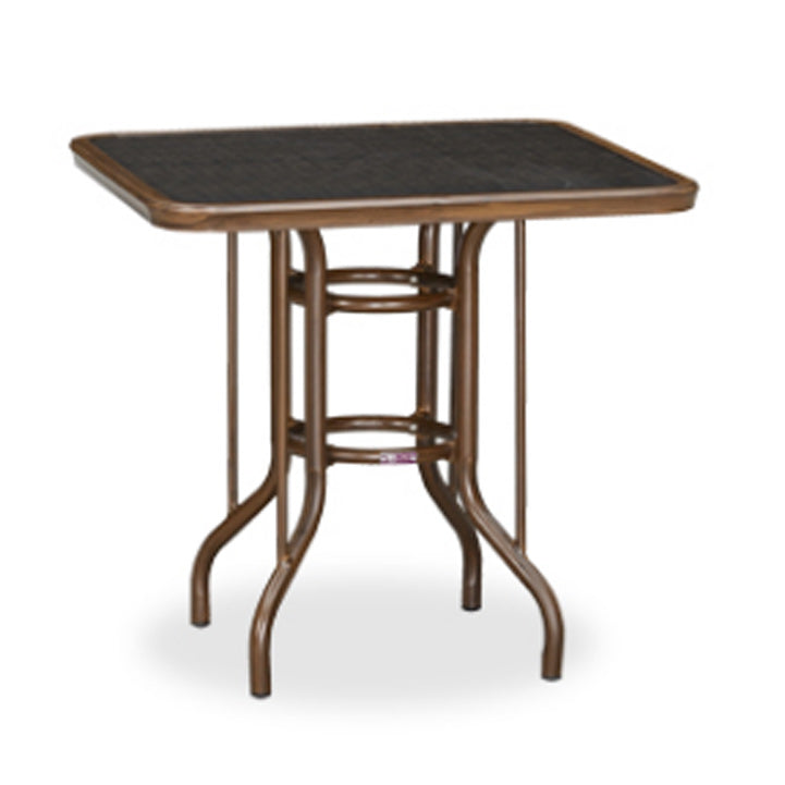 Metal and Glass Patio Table Industrial Style Home Balcony Outdoor Bistro Table