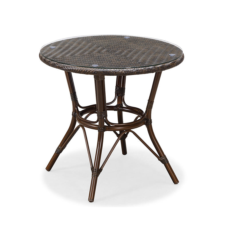 Metal and Glass Patio Table Industrial Style Home Balcony Outdoor Bistro Table